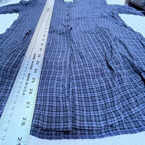 Fine Line Womens Small Plaid Half Button Long Sleeve Shirt Tunic Top Casual - Picture 7 of 8